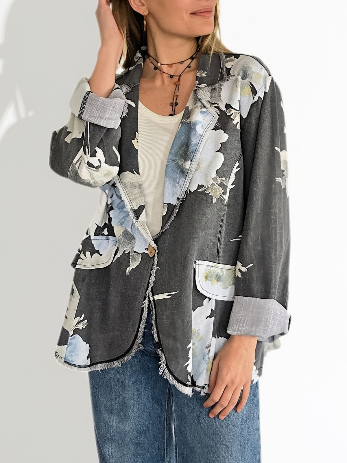 Chaqueta Estampada, fondo Gris