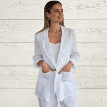 Cargar imagen en el visor de la galería, Chaqueta Blazer de Lino Italiano, color blanco

