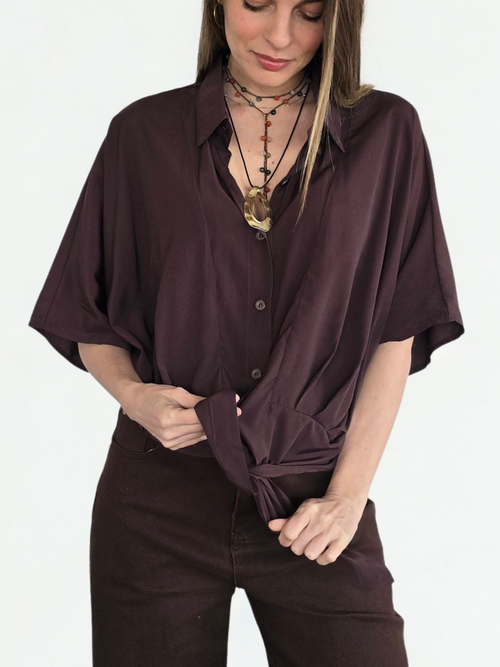 Blusa con Lazo, color Chocolate