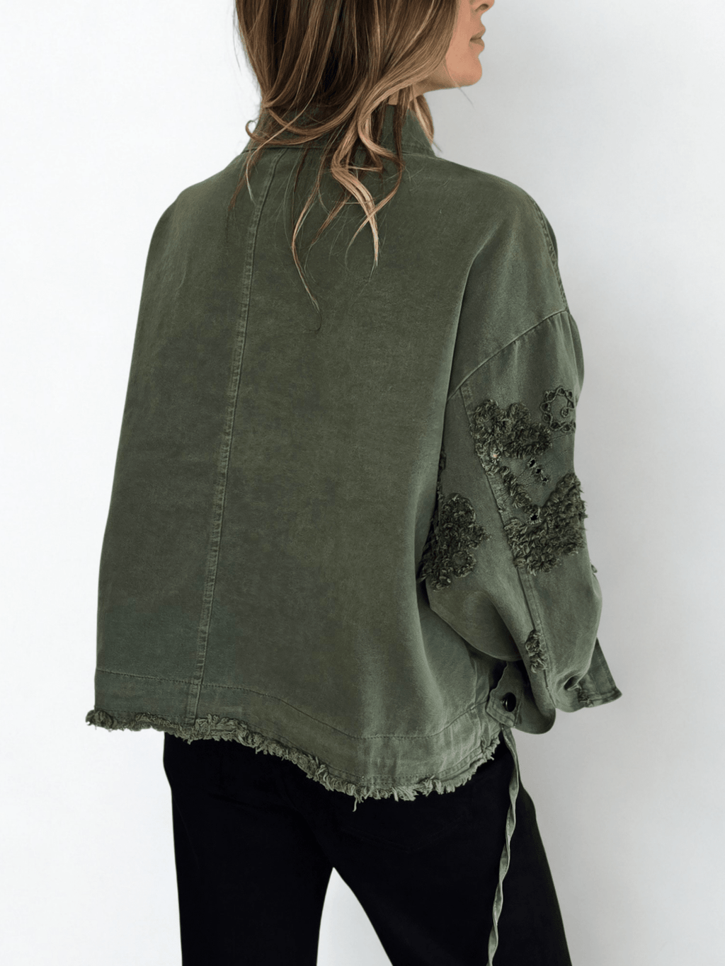 Chaqueta Italiana Bordada, color Verde