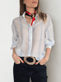 Blusa Rayada, Blanco con Celeste