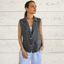 Cargar imagen en el visor de la galería, Chaqueta Blazer 100% Lino Italiano, color Gris
