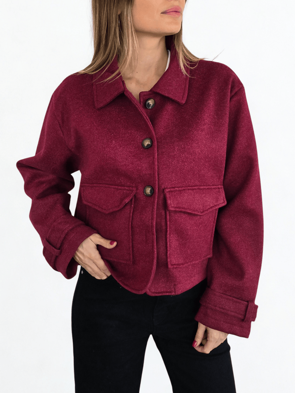 Chaqueta de Paño, color Burdeo