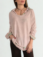 Sweater Italiano con Blusa Estampada, color Rosado