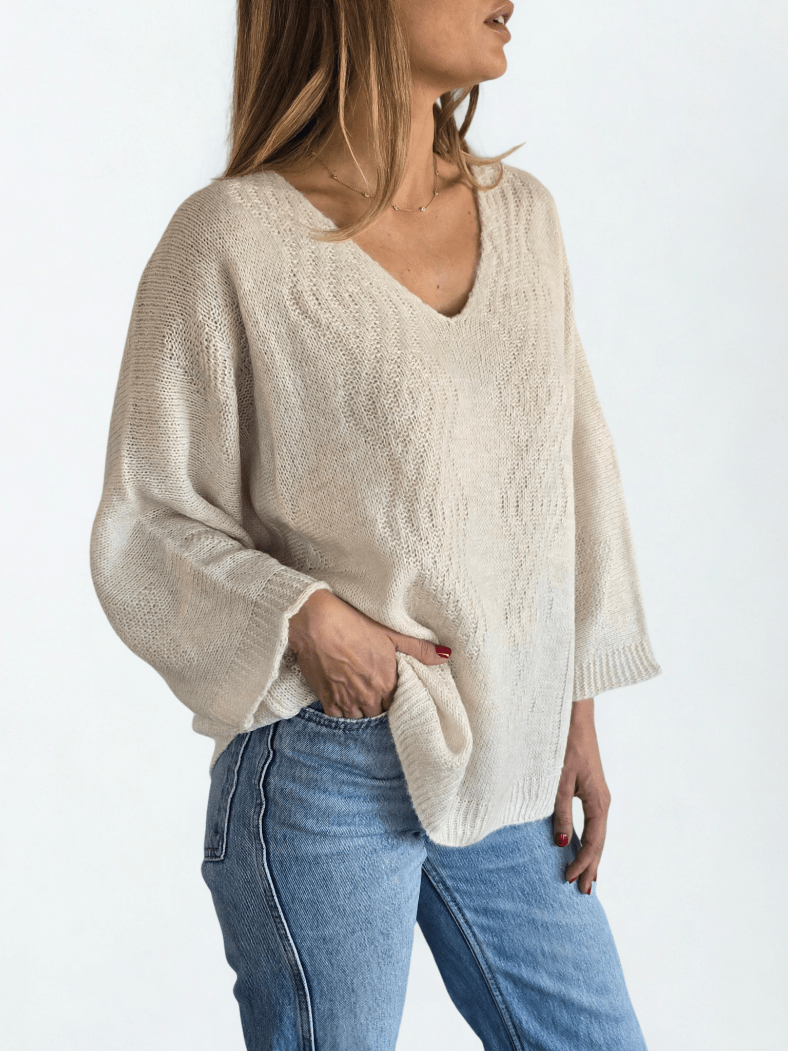 Sweater Italiano Tejido rombo, color Beige