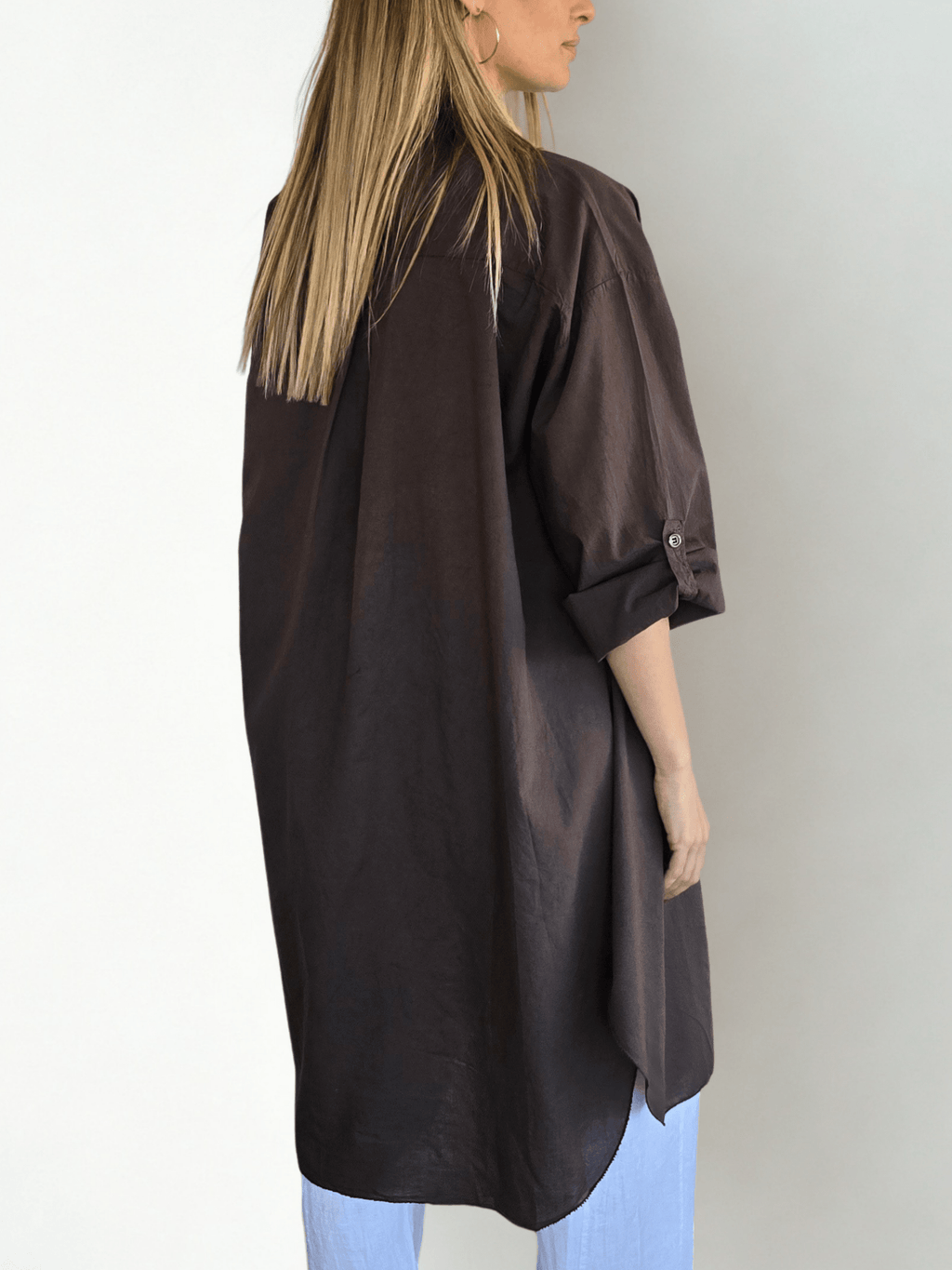 Blusa Italiana Larga, color Chocolate