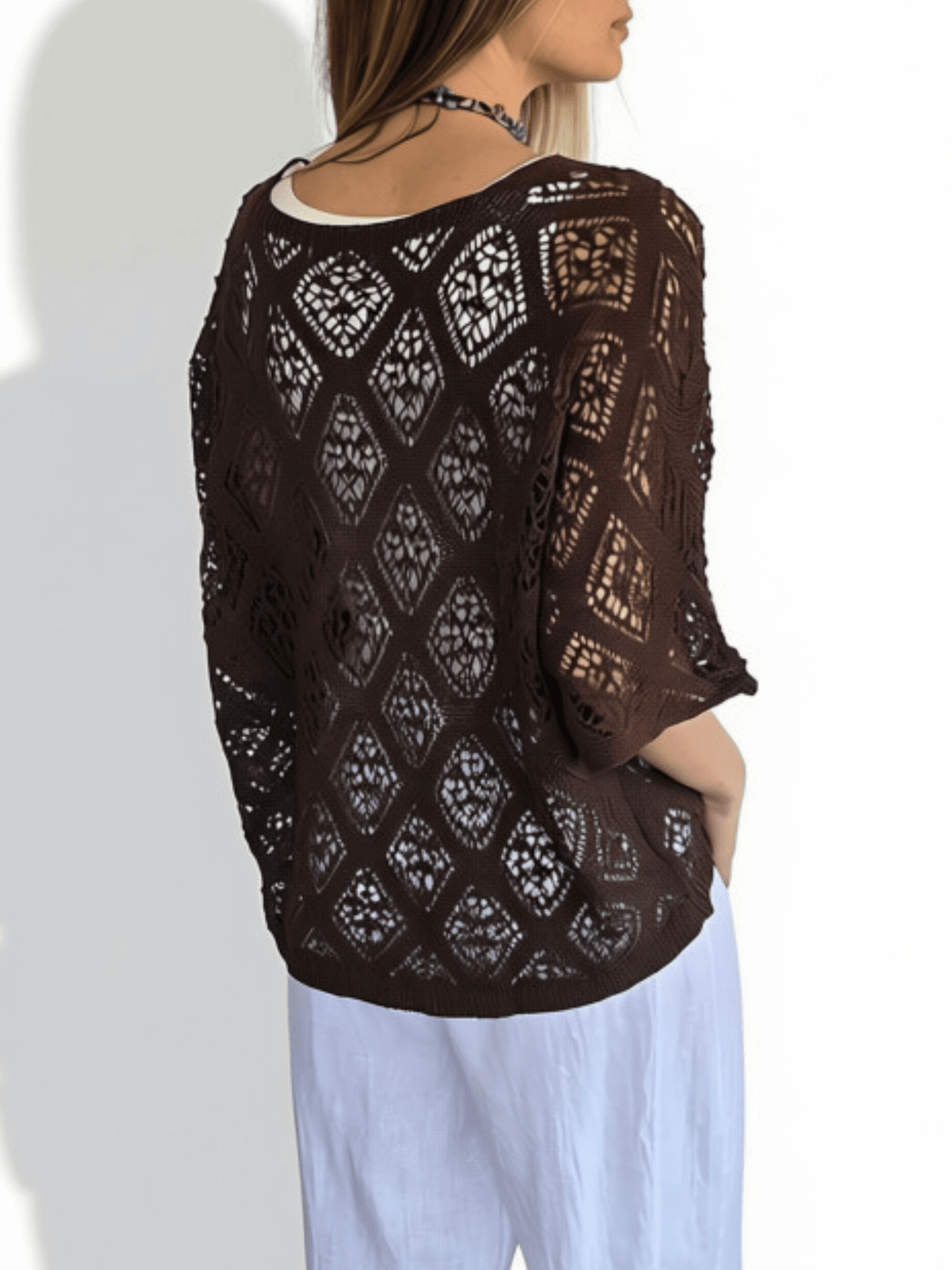 Sweater Italiano Rombos, color Chocolate