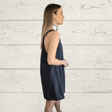 Cargar imagen en el visor de la galería, Vestido de Lino Italiano sin mangas, color Gris
