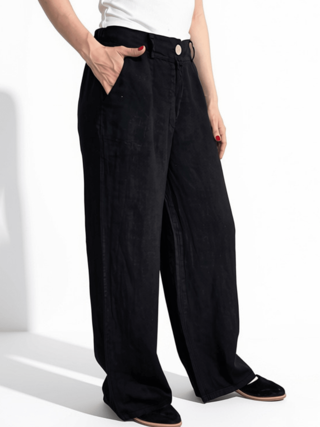 Pantalón 100% Lino Italiano, color Negro