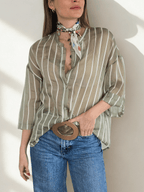 Blusa Italiana Rayada, fondo Verde