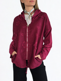 Chaqueta Italiana Bordada, color Guinda