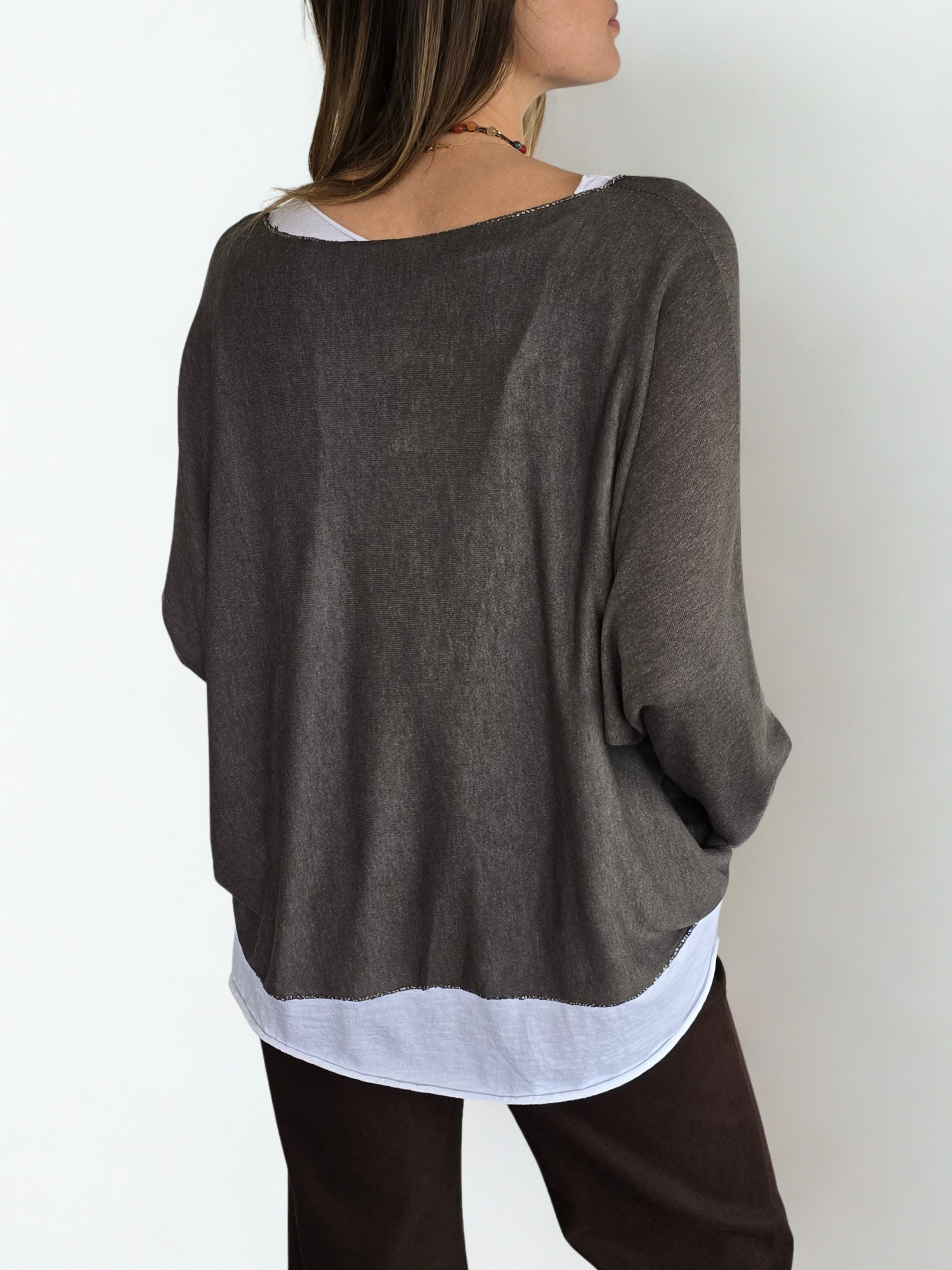 Sweater Italiano con Polera, color Chocolate