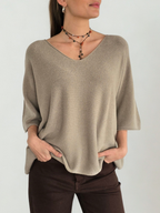 Sweater Italiano manga 3/4, color Tostado