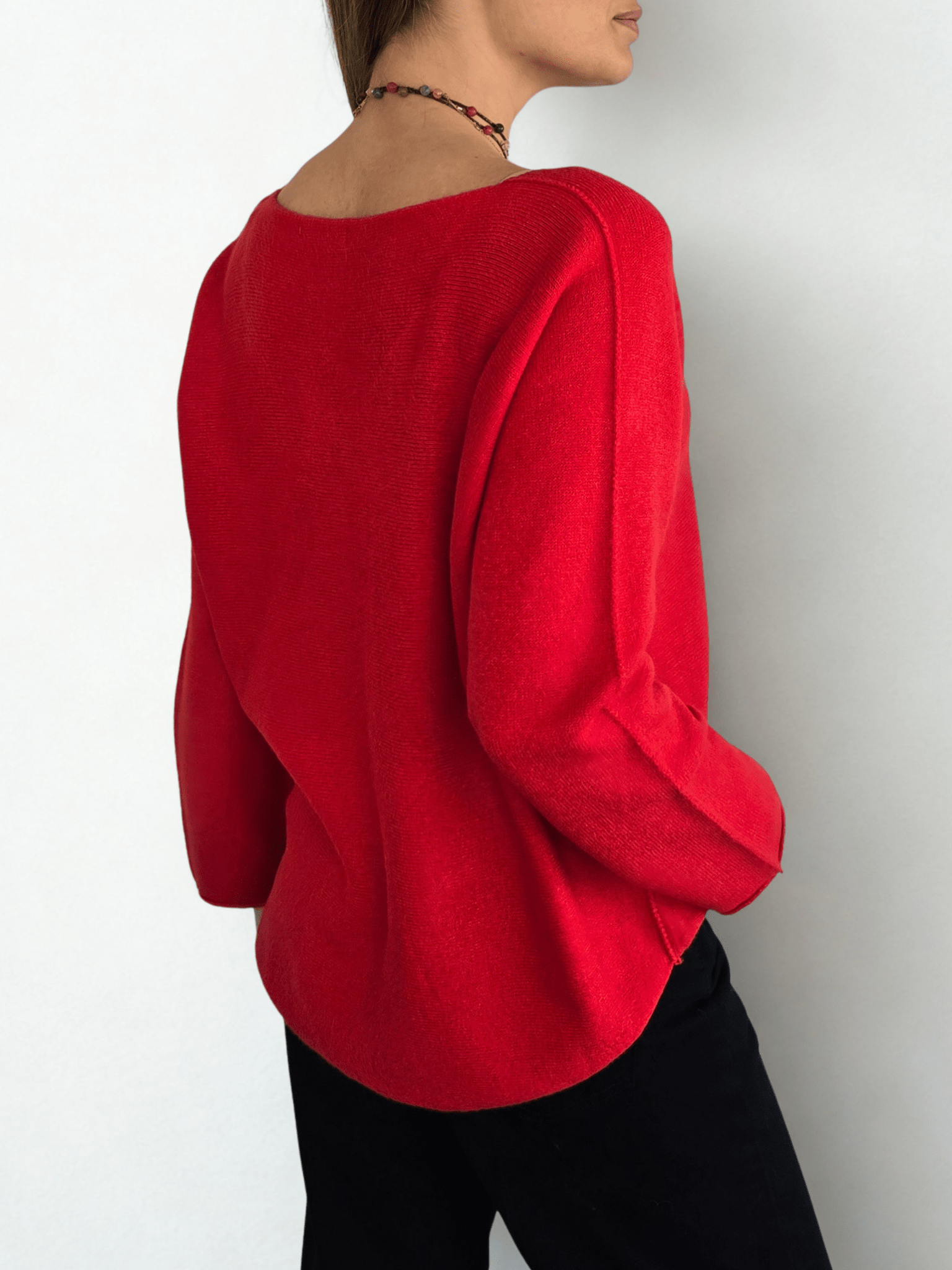 Sweater Italiano escote en V, color Rojo