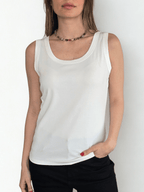 Polera Básica Sin Mangas, color Blanco