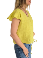 Blusa Italiana 100% Lino Tirita, color Pistacho