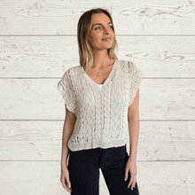 Cargar imagen en el visor de la galería, Sweater sin mangas tejido crochet, color Beige
