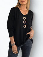 Polera Tres botones, color Negro