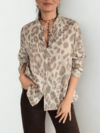 Blusa Italiana Animal Print, fondo Beige