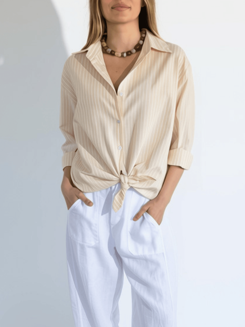 Blusa Rayada , color Amarillo con Blanco