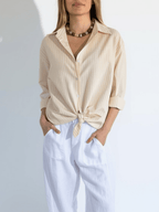 Blusa Rayada , color Amarillo con Blanco