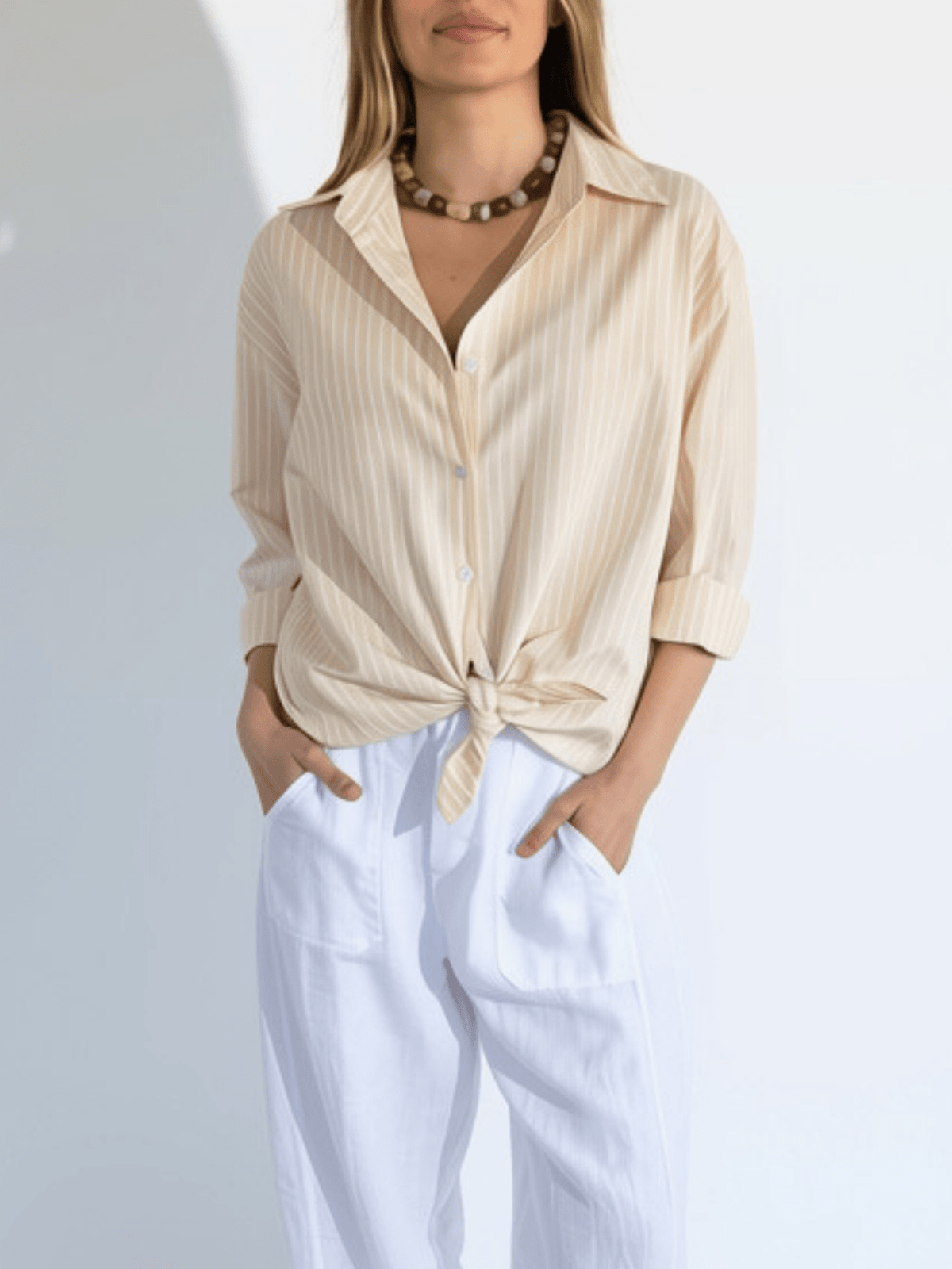 Blusa Rayada , color Amarillo con Blanco