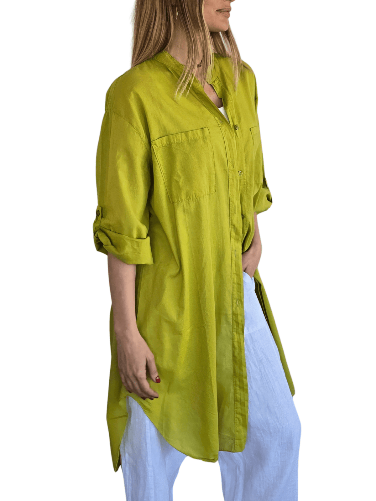 Blusa Italiana Larga, color Pistacho