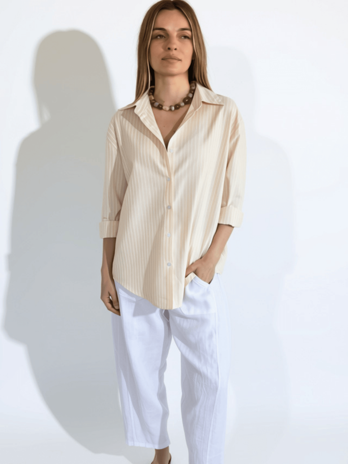 Blusa Rayada , color Amarillo con Blanco