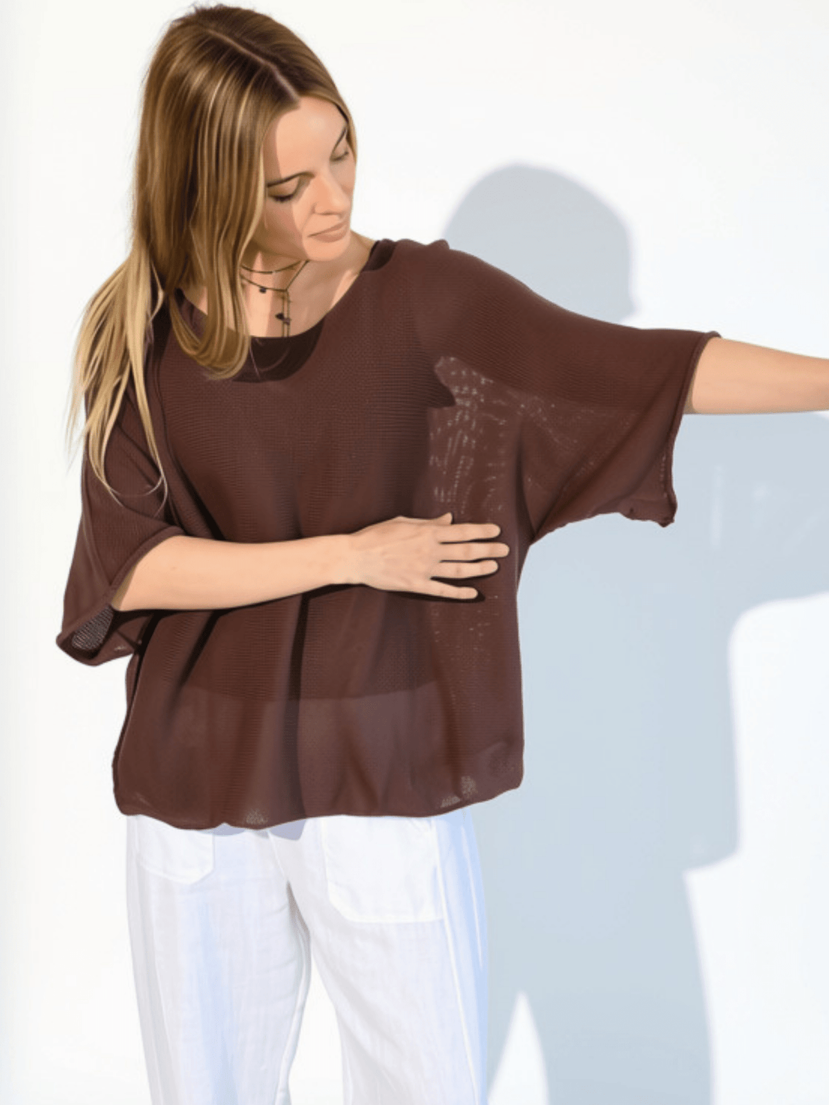 Sweater Italiano 3/4, color Chocolate