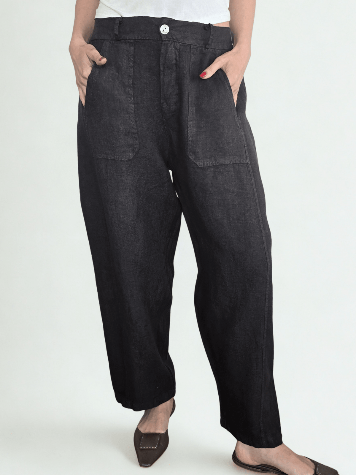 Pantalón Italiano 100% Lino, color Chocolate