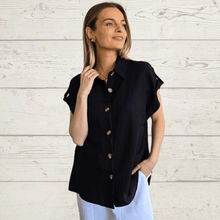 Cargar imagen en el visor de la galería, Blusa botón hombro, color Negro

