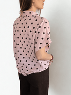 Blusa Italiana Lunares Manga corta, fondo Rosado