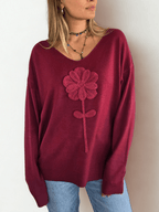 Sweater Flor, color Burdeo