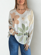 Sweater Italiano Estampado Flores, tonos Verdes