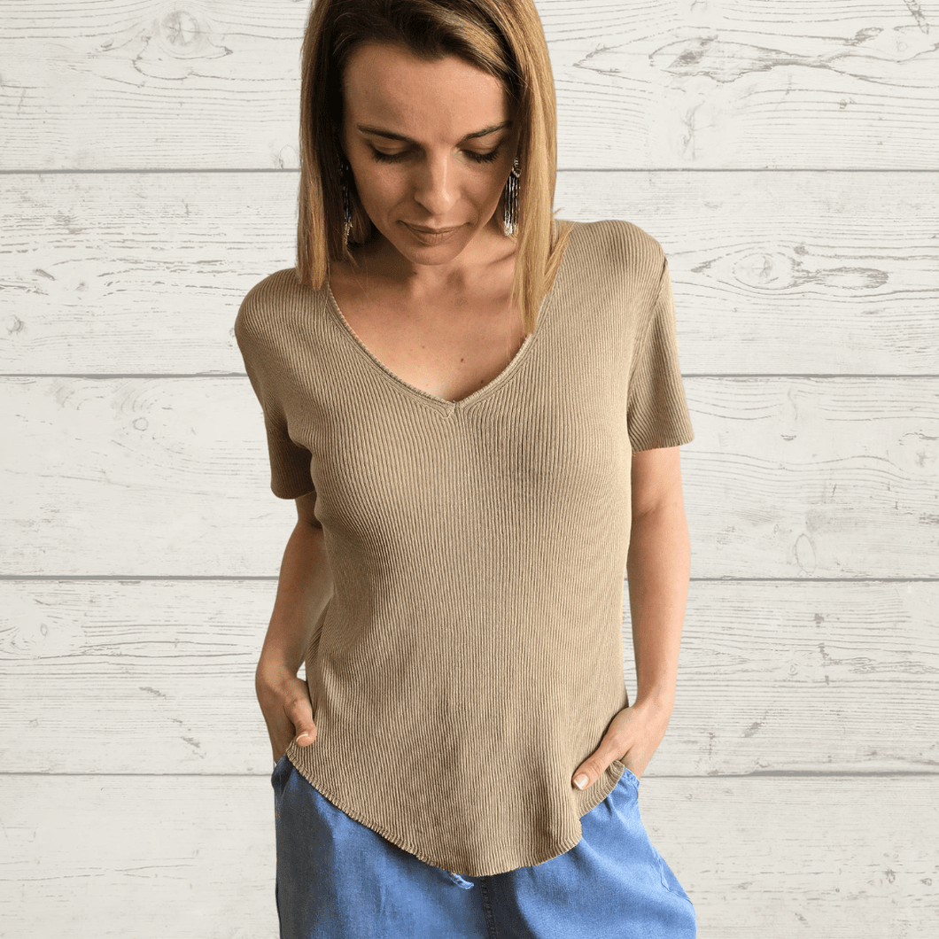 Polera de hilo, color Tostado
