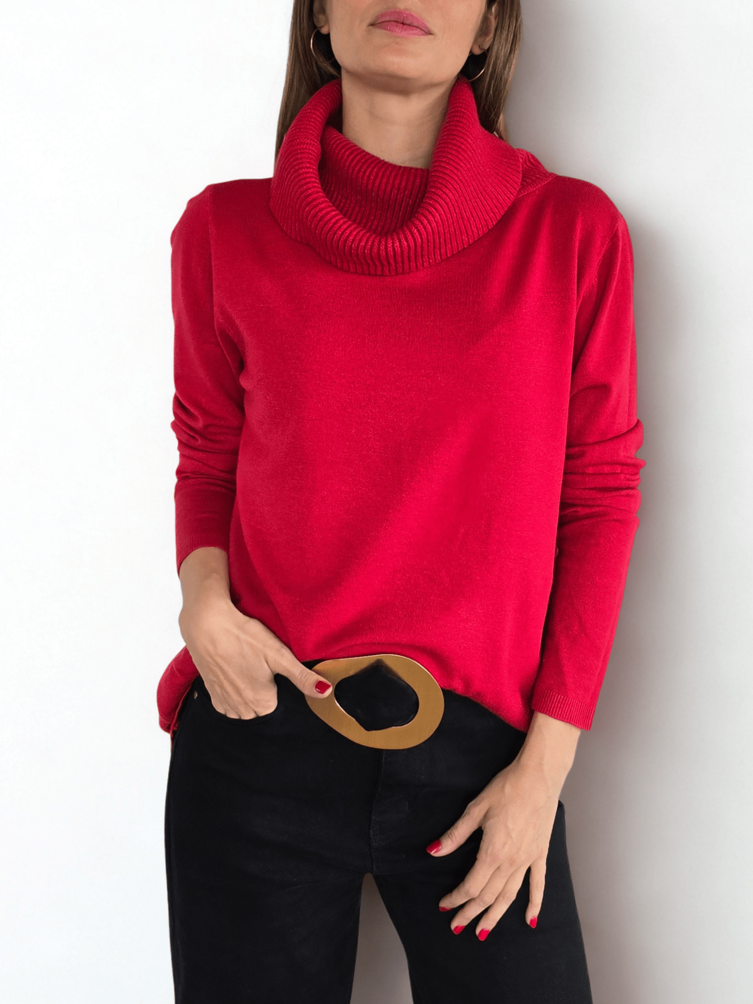 Sweater Cuello Subido, color Rojo