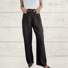 Cargar imagen en el visor de la galería, Pantalón 100% Lino Italiano dos bolsillos, color Chocolate
