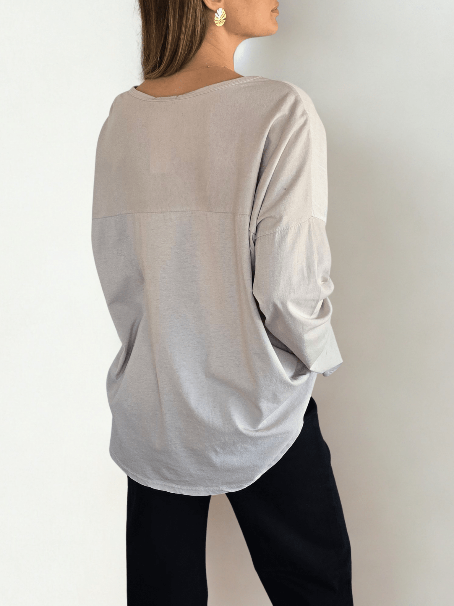 Blusa Italiana Bordada, color Beige