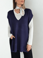 Sweater sin Mangas Lazo, color Azul Marino