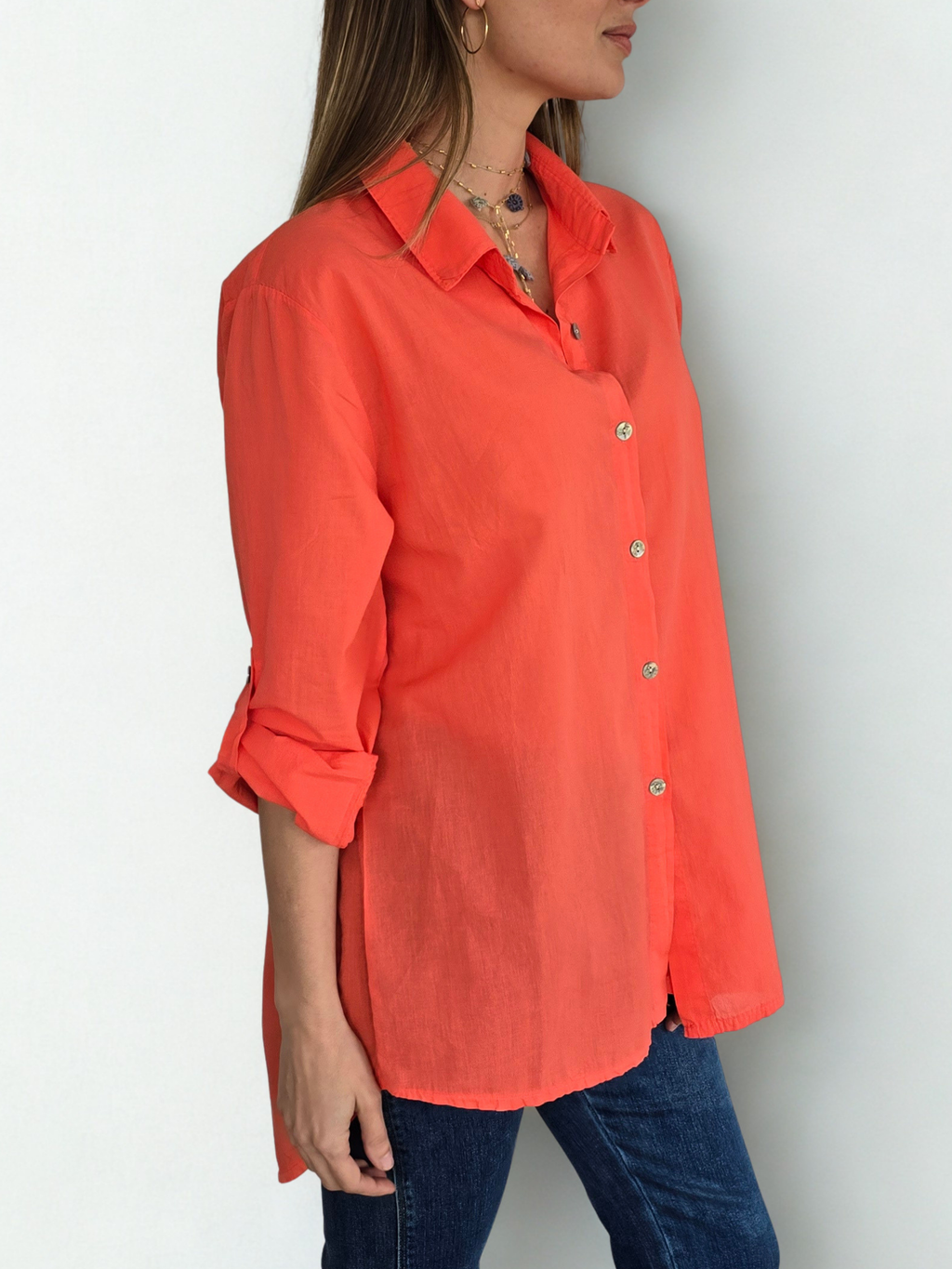 Blusa Italiana 100% Algodón, color Coral
