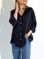 Blusa Tencel, color Azul Marino