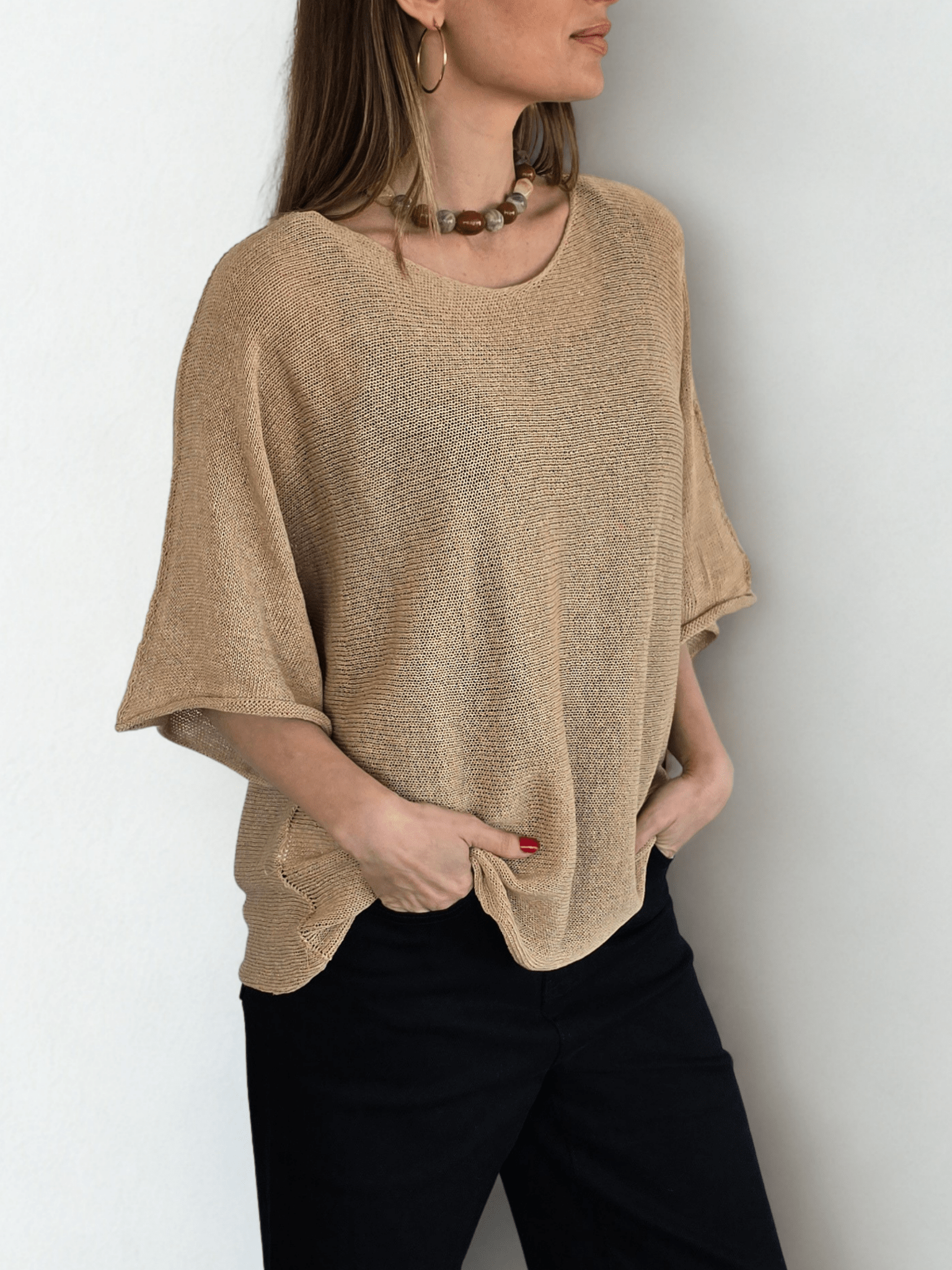 Sweater Italiano de Hilo, color Camel