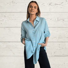 Cargar imagen en el visor de la galería, Blusa 100% lino Italiano, color Verde Menta
