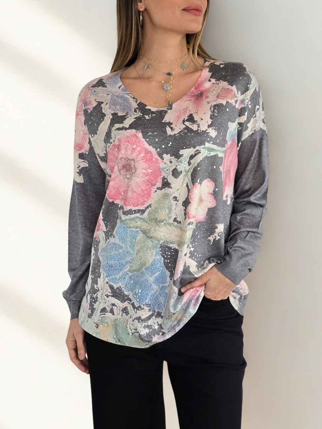 Sweater Estampado, fondo Marengo