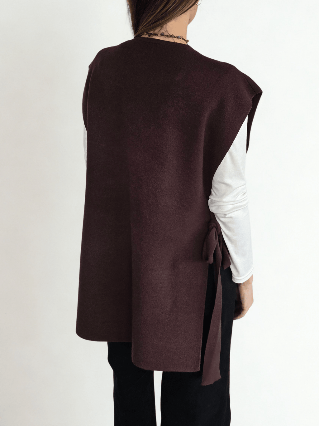 Sweater sin mAngas Lazo, color Chocolate