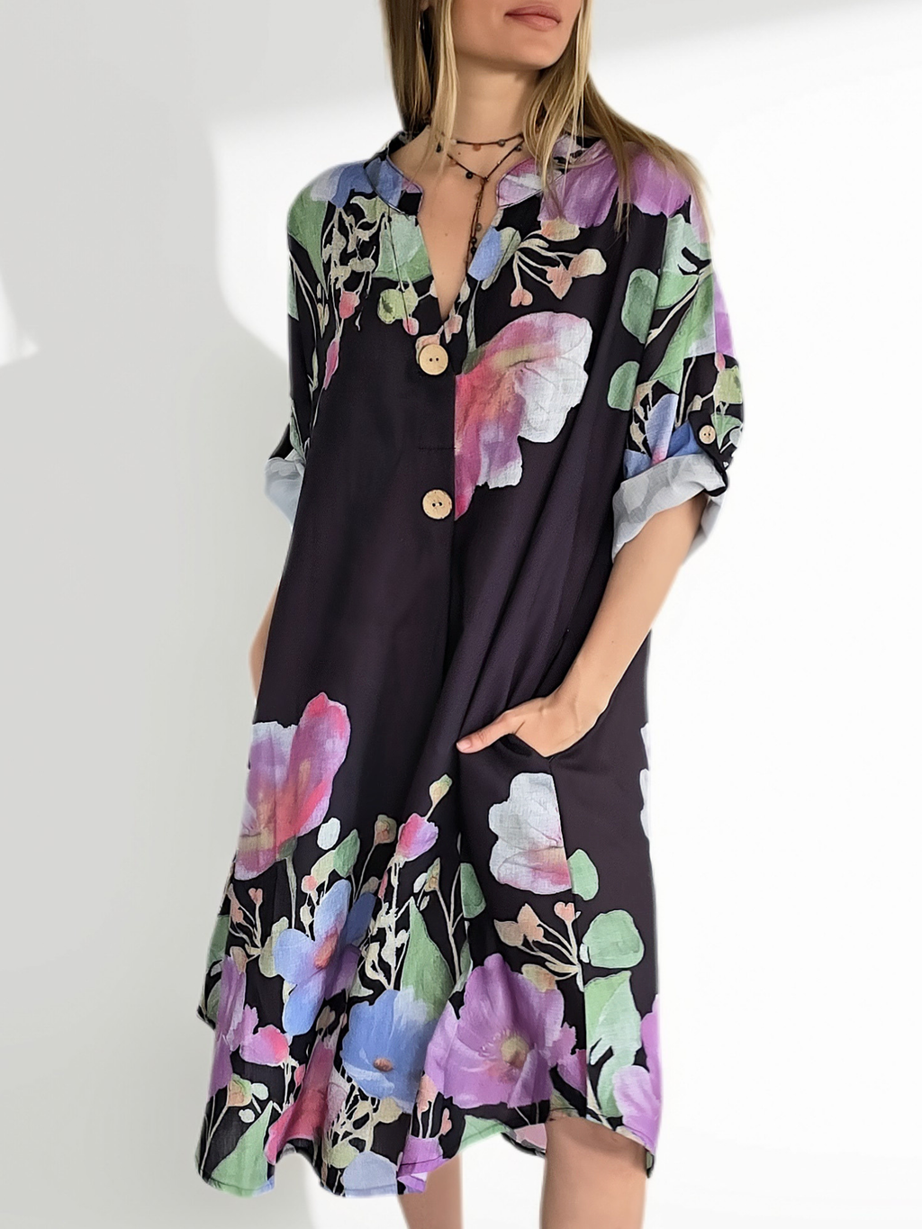 Vestido Estampado, fondo Negro