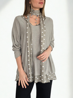 Sweater Italiano con Polera y Pañuelo, color Taupe