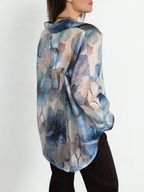 Blusa Italiana Estampada, colores Celeste y Beige