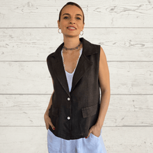 Cargar imagen en el visor de la galería, Chaqueta Blazer 100% Lino Italiano, color Café
