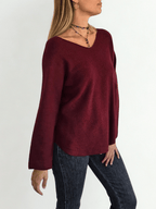 Sweater Italiano escote en V, color Burdeo